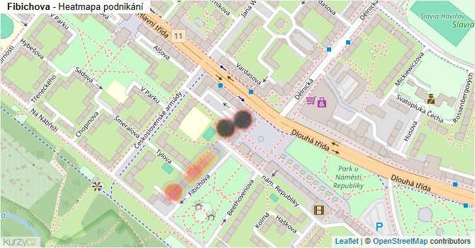 Fibichova - mapa podnikání