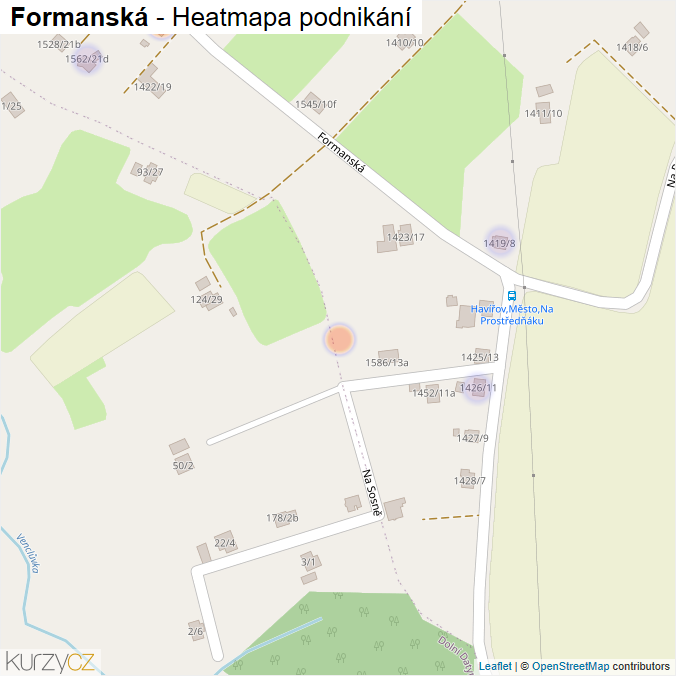 Mapa Formanská - Firmy v ulici.