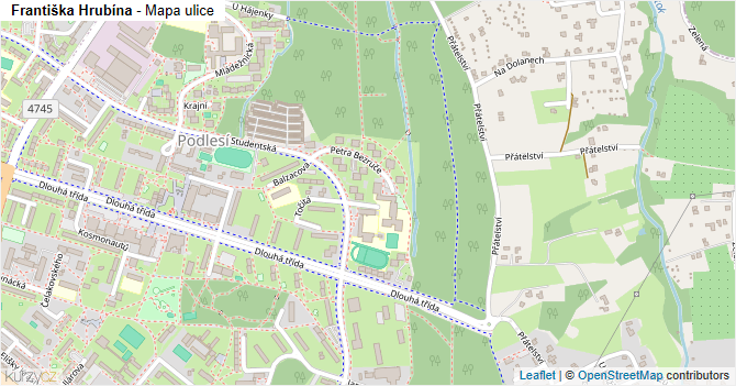 Františka Hrubína - mapa ulice