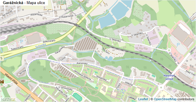 Garážnická - mapa ulice