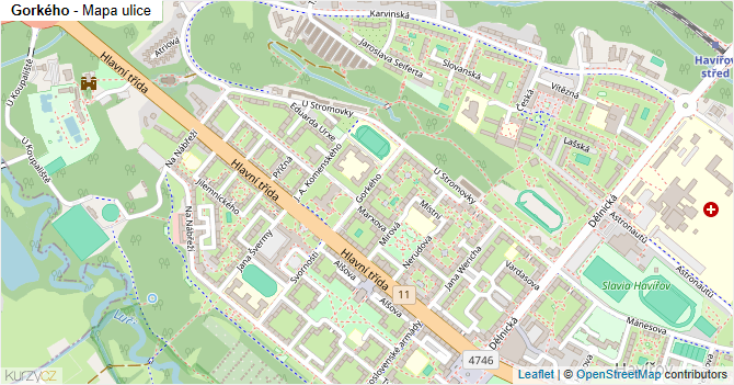 Gorkého - mapa ulice