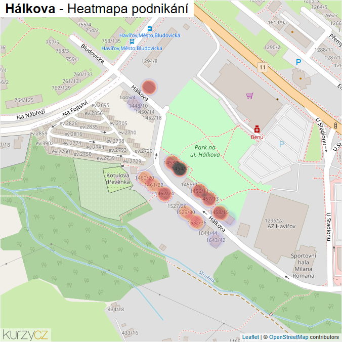 Mapa Hálkova - Firmy v ulici.