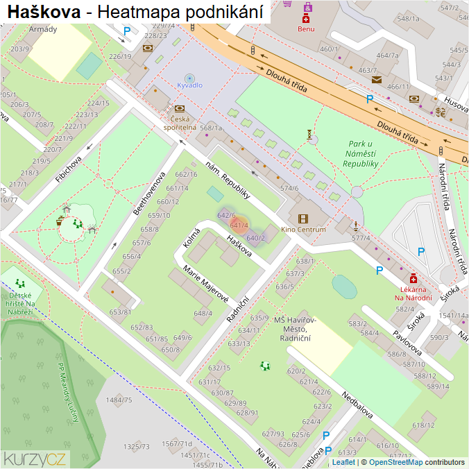 Mapa Haškova - Firmy v ulici.