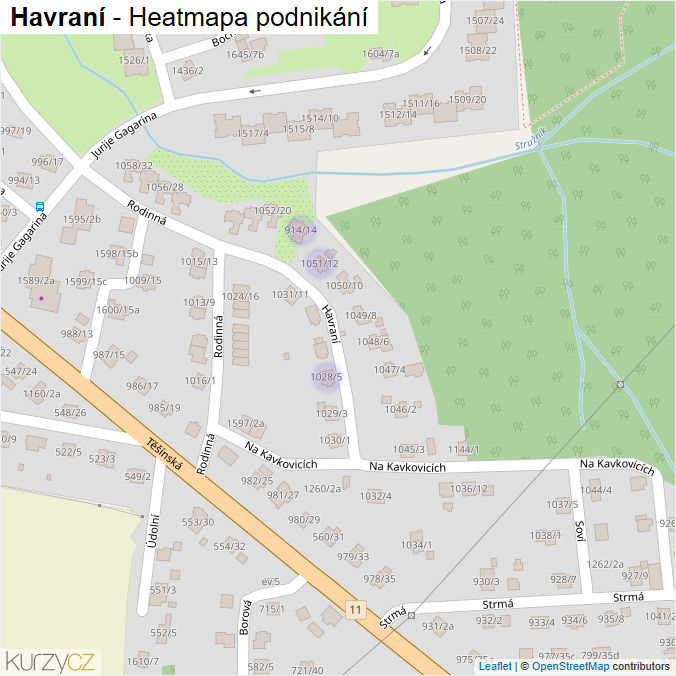 Mapa Havraní - Firmy v ulici.