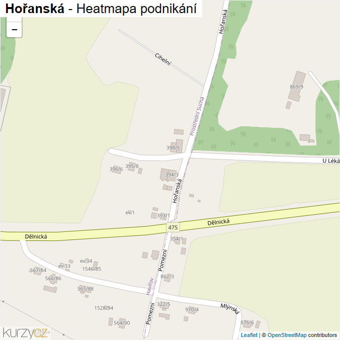 Mapa Hořanská - Firmy v ulici.