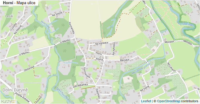 Horní - mapa ulice