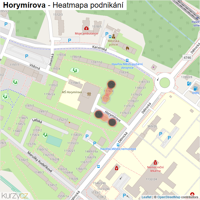 Mapa Horymírova - Firmy v ulici.