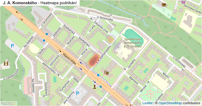 J. A. Komenského - mapa podnikání