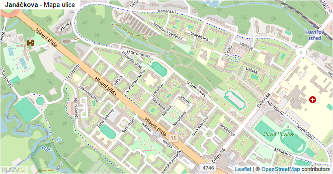 Janáčkova - mapa ulice