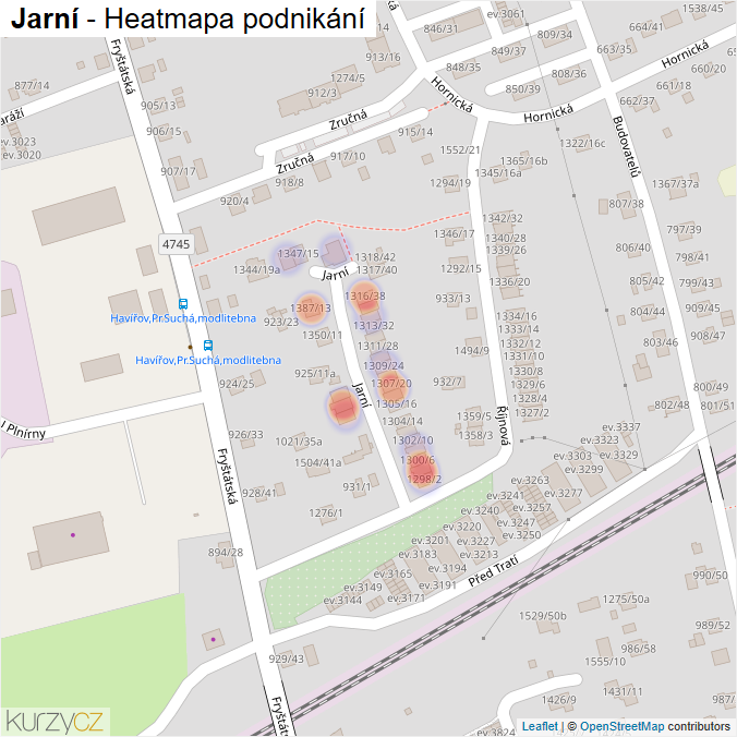 Mapa Jarní - Firmy v ulici.