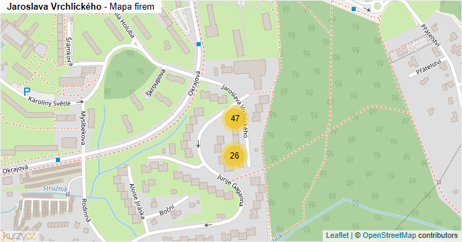 Jaroslava Vrchlického - mapa firem