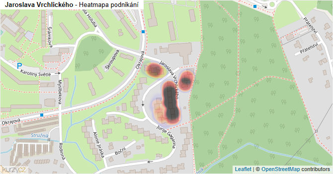 Jaroslava Vrchlického - mapa podnikání