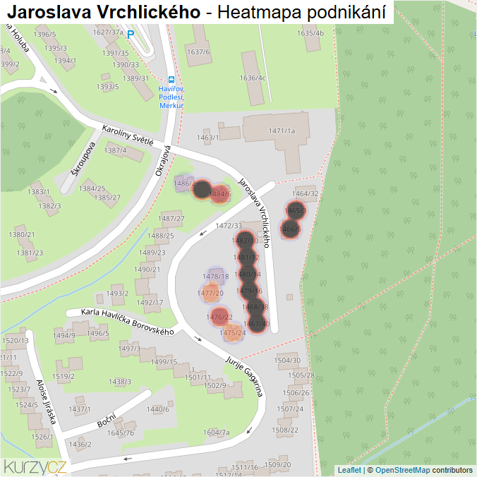 Mapa Jaroslava Vrchlického - Firmy v ulici.