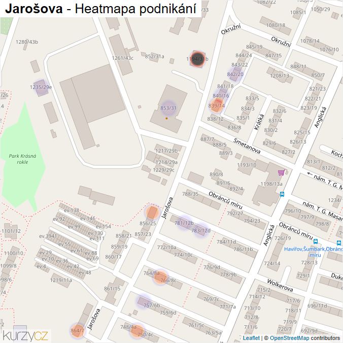 Mapa Jarošova - Firmy v ulici.