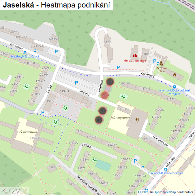 Mapa Jaselská - Firmy v ulici.