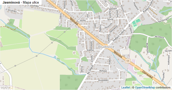 Jasmínová - mapa ulice