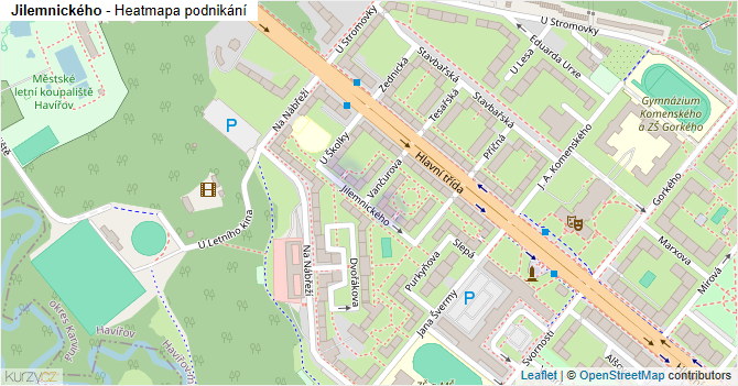 Jilemnického - mapa podnikání