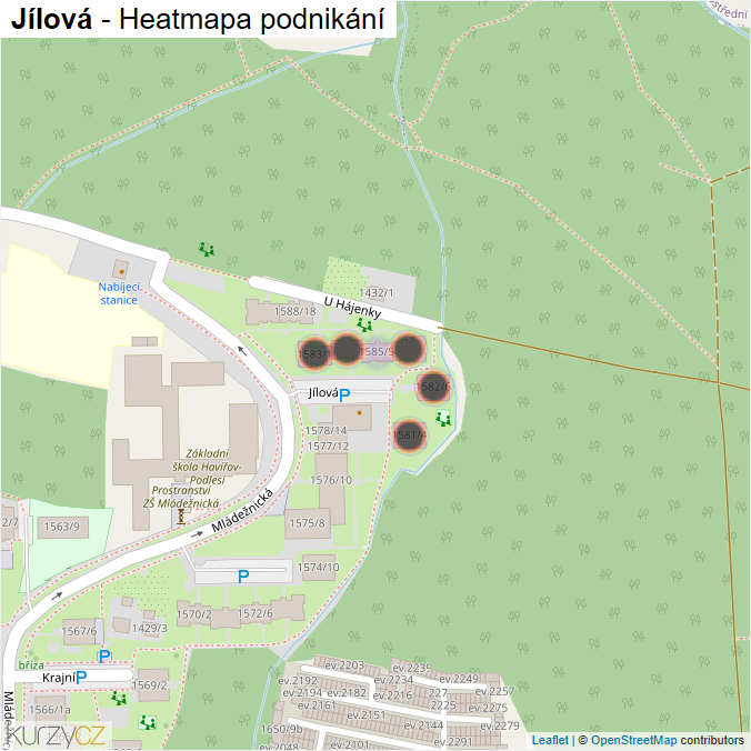 Mapa Jílová - Firmy v ulici.