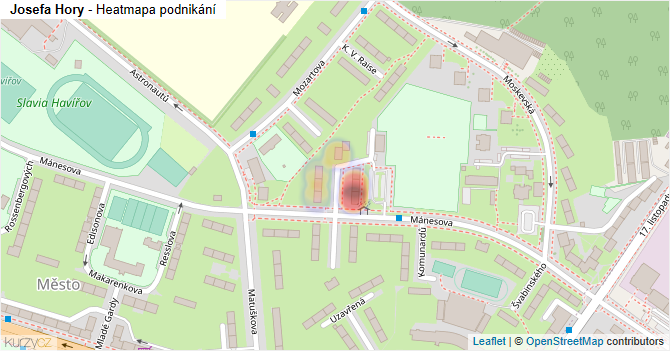 Josefa Hory - mapa podnikání