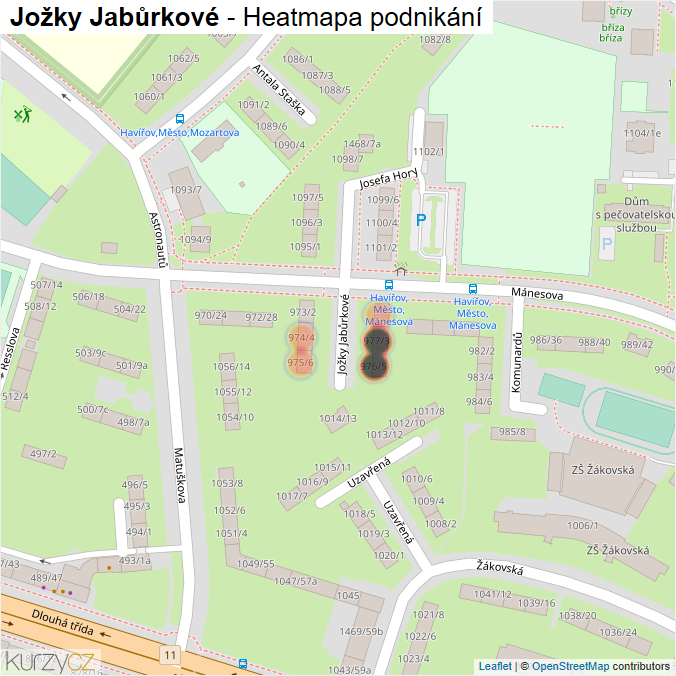Mapa Jožky Jabůrkové - Firmy v ulici.