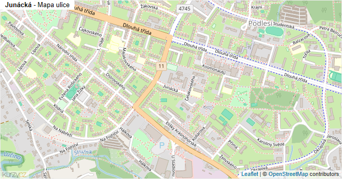 Junácká - mapa ulice