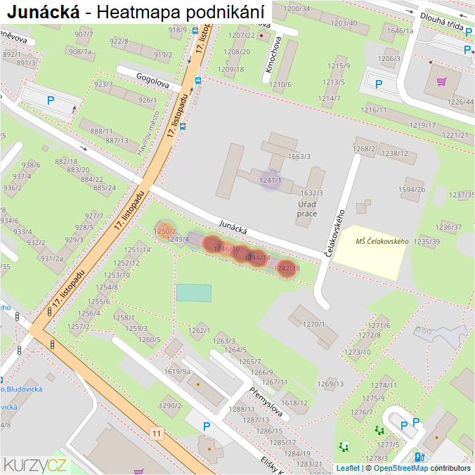 Mapa Junácká - Firmy v ulici.
