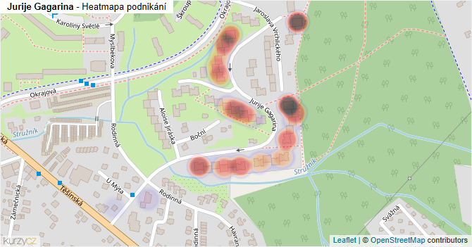 Jurije Gagarina - mapa podnikání