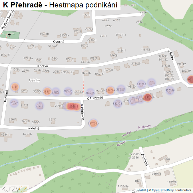 Mapa K Přehradě - Firmy v ulici.