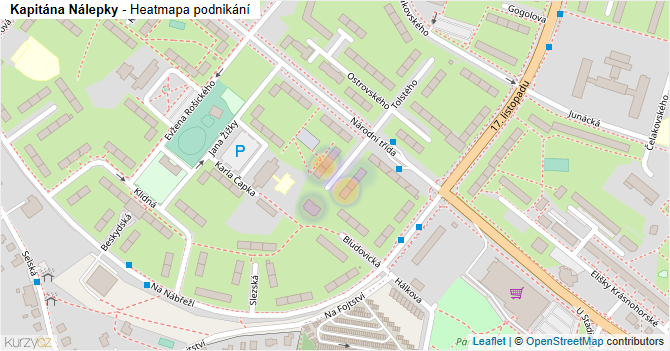 Kapitána Nálepky - mapa podnikání