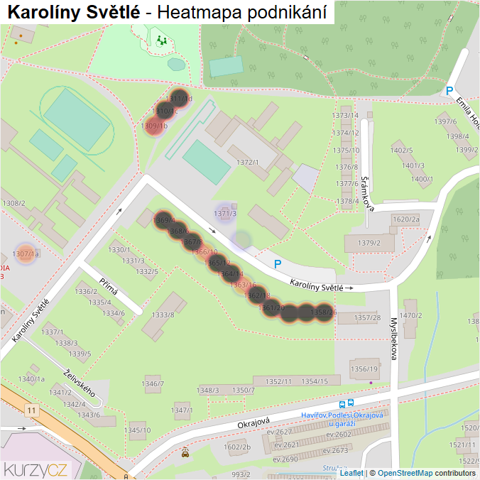 Mapa Karolíny Světlé - Firmy v ulici.