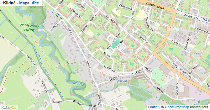 Klidná - mapa ulice