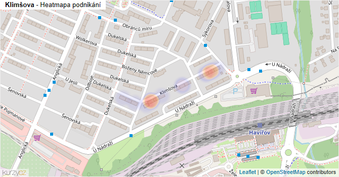 Klimšova - mapa podnikání