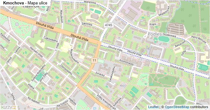 Kmochova - mapa ulice
