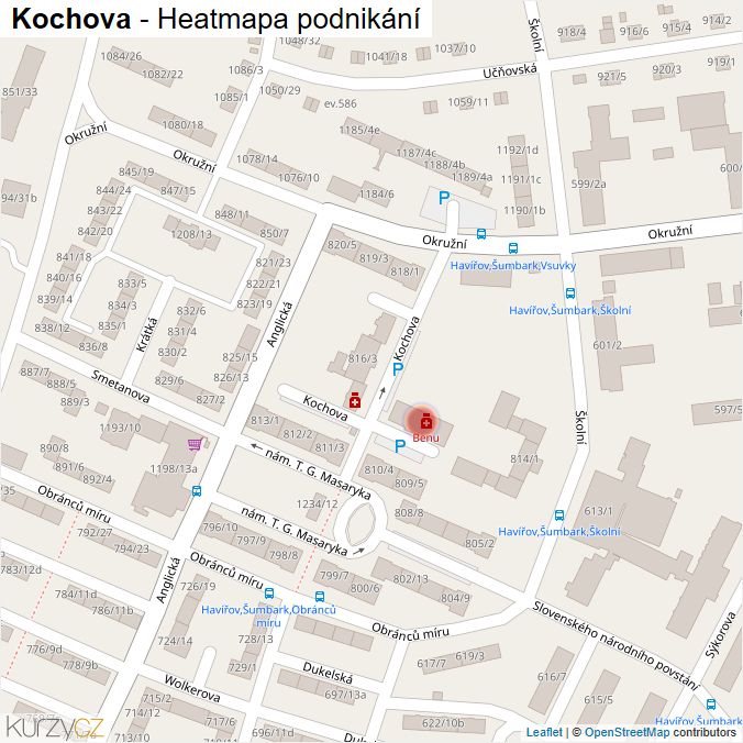 Mapa Kochova - Firmy v ulici.