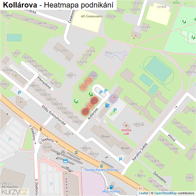 Mapa Kollárova - Firmy v ulici.