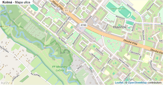 Kolmá - mapa ulice