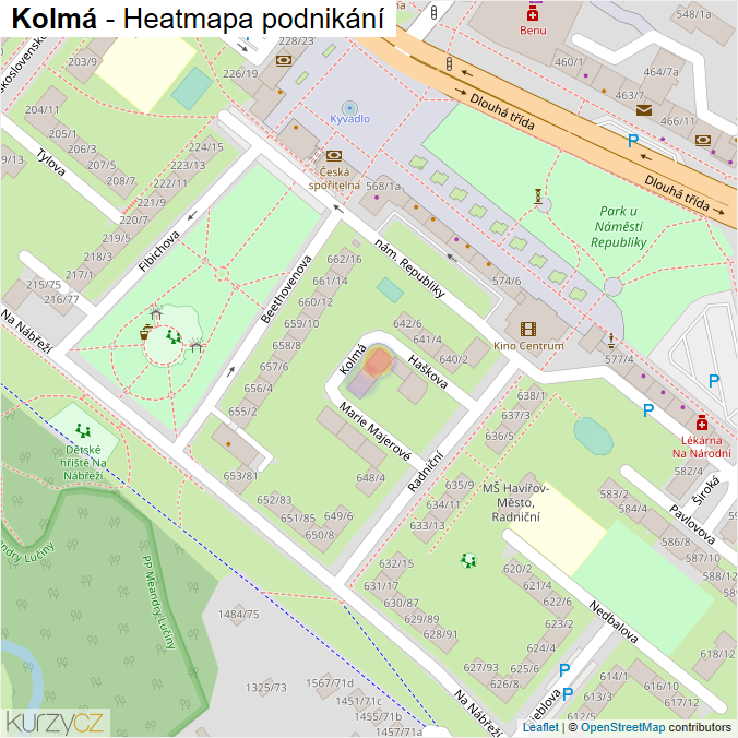 Mapa Kolmá - Firmy v ulici.