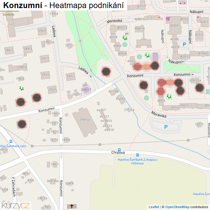 Mapa Konzumní - Firmy v ulici.