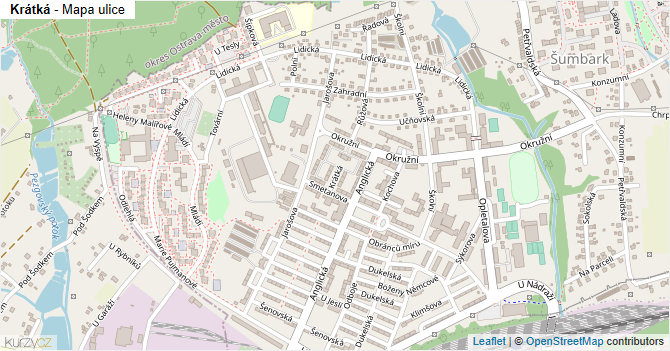 Krátká - mapa ulice