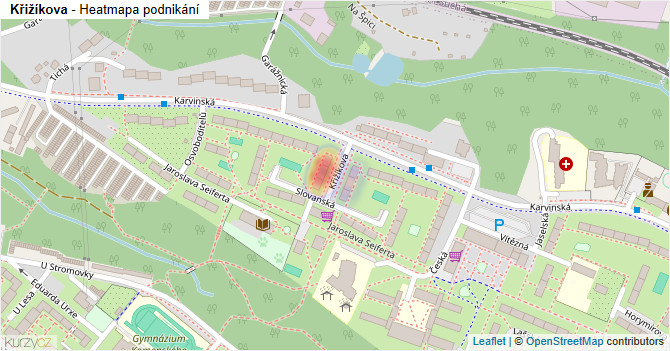 Křižíkova - mapa podnikání