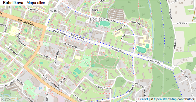 Kubelíkova - mapa ulice