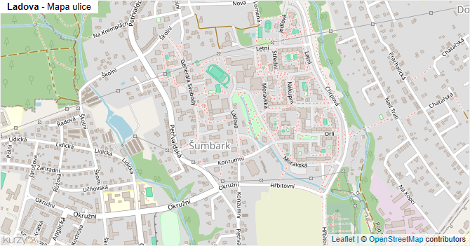 Ladova - mapa ulice