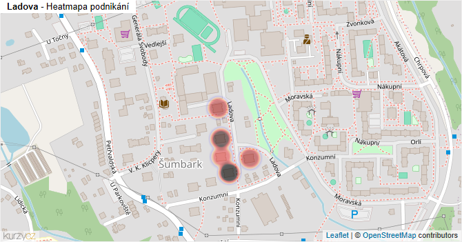 Ladova - mapa podnikání