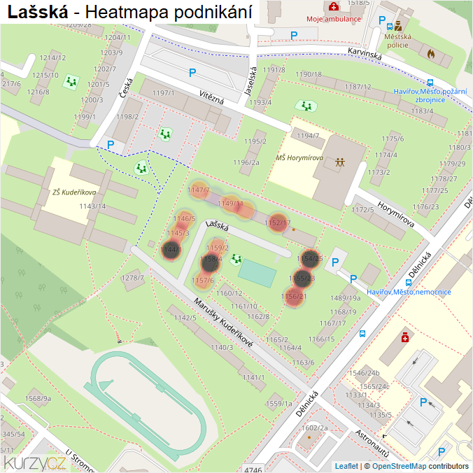 Mapa Lašská - Firmy v ulici.
