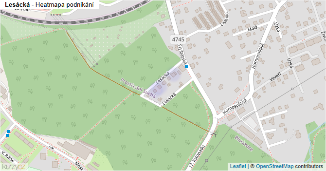 Lesácká - mapa podnikání