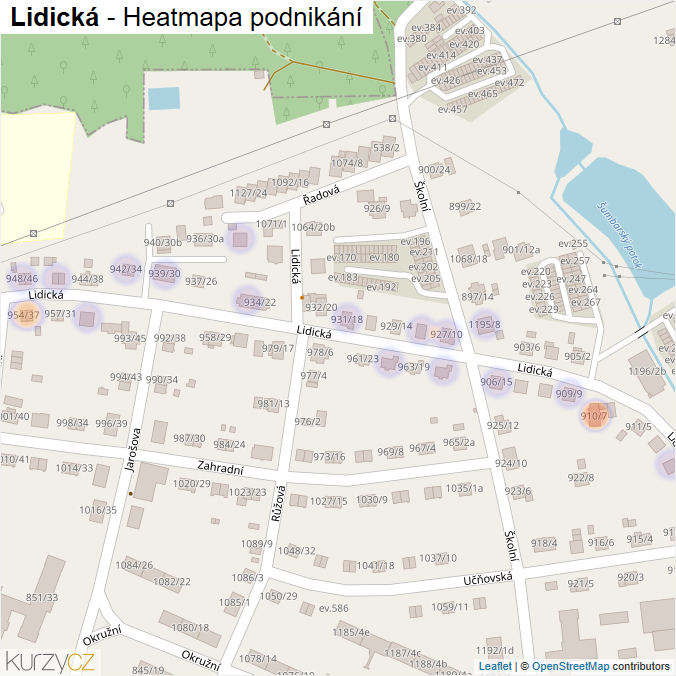 Mapa Lidická - Firmy v ulici.