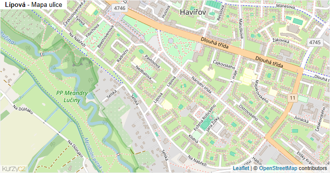 Lípová - mapa ulice