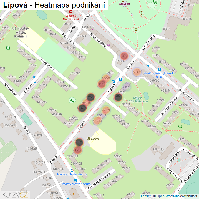 Mapa Lípová - Firmy v ulici.