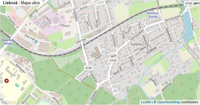 Lísková - mapa ulice