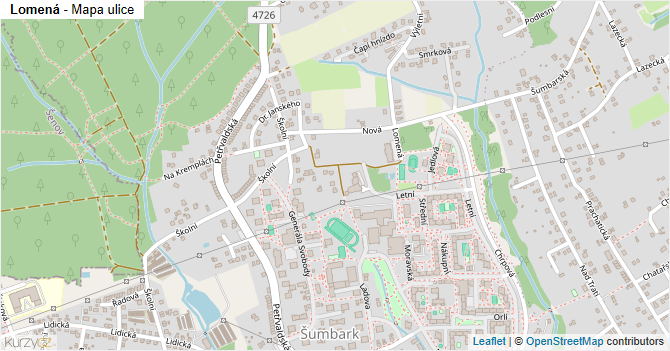 Lomená - mapa ulice
